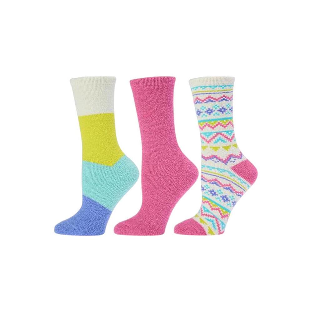 Comfort Code Women's 3pack Holiday Microterry Double Layer Socks Pink